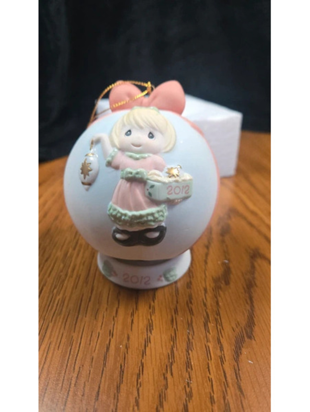 Precious Moments 2012 Christmas Ornament with Girl and Pink Bow